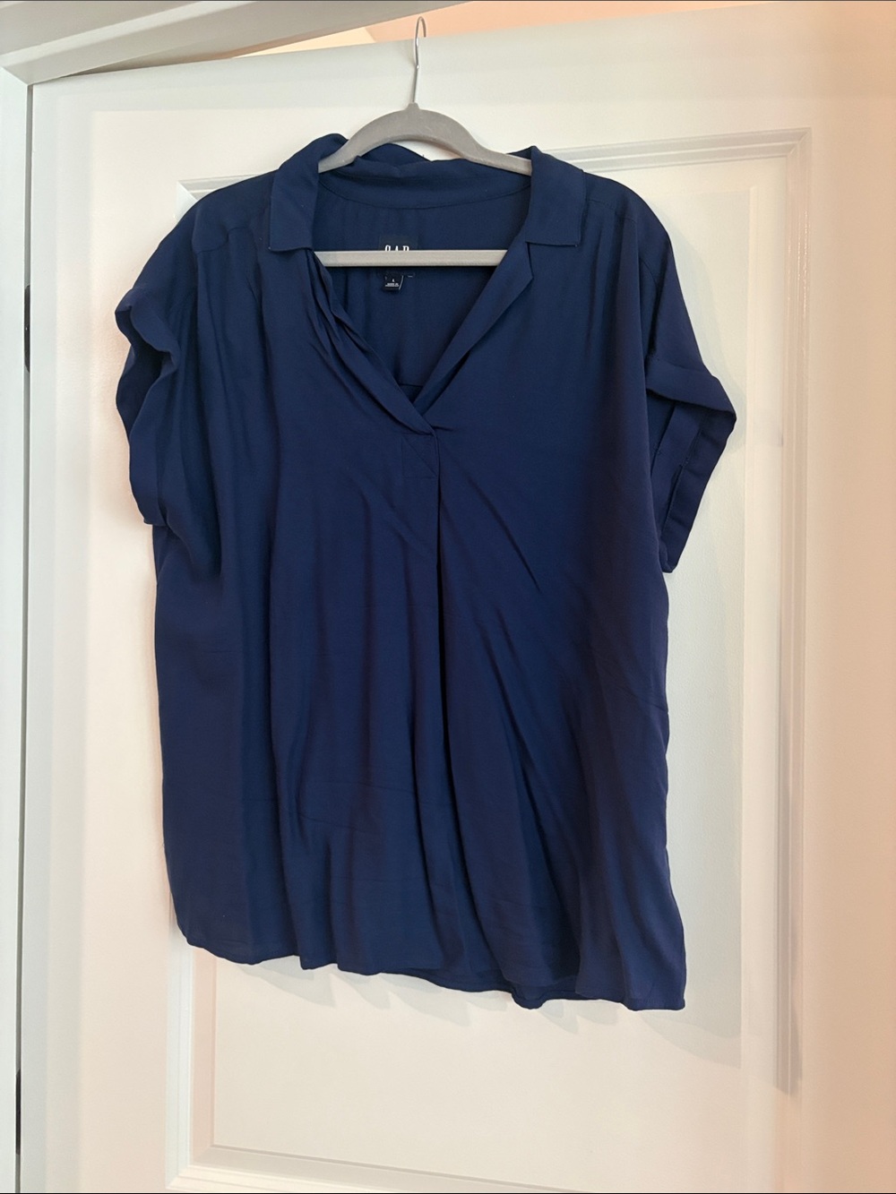 GAP Deep Navy Short Sleeve Collared Blouse